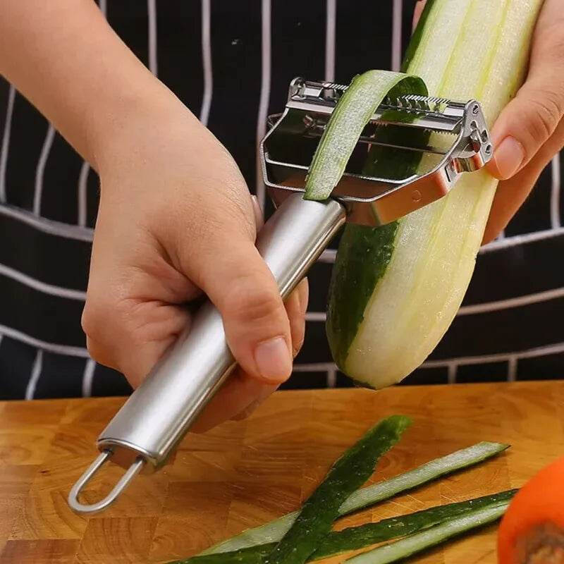 Descascador, Fatiador e Julienar de Aço Inoxidável para Frutas e Verduras 4 em 1 - Haustter - Haustter