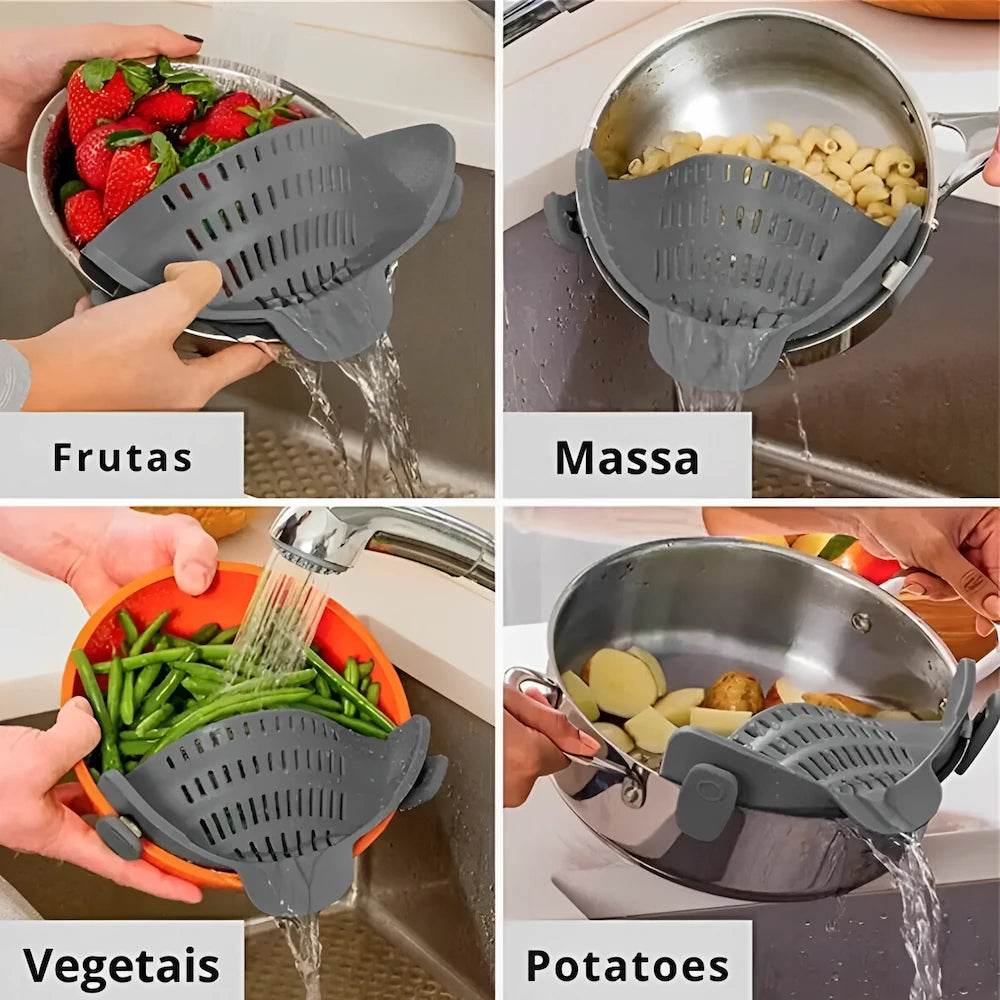 Escorredor Encaixável de Silicone com Clip para Panelas e Bowls - Haustter - Haustter