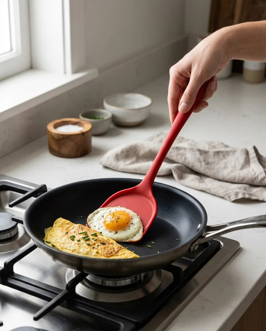 Espátula-Pegador de Silicone Versátil para Omeletes e Panquecas 2 em 1