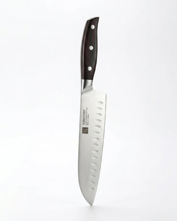 Faca Santoku 7" em Aço Inox com Cabo de Sândalo Vermelho