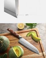 Faca Santoku XINZUO 7" em Aço Inox com Cabo de Sândalo Vermelho | Haustter