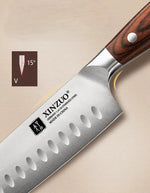 Faca Santoku XINZUO 7" em Aço Inox com Cabo de Sândalo Vermelho | Haustter