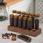 Frascos de Grãos de Café e Temperos com Estante de Nogueira - Haustter - Haustter