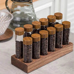 Frascos de Grãos de Café e Temperos com Estante de Nogueira - Haustter - Haustter