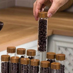 Frascos de Grãos de Café e Temperos com Estante de Nogueira - Haustter - Haustter