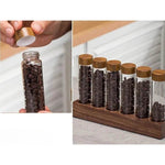 Frascos de Grãos de Café e Temperos com Estante de Nogueira - Haustter - Haustter