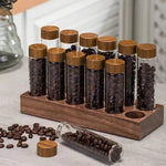 Frascos de Grãos de Café e Temperos com Estante de Nogueira - Haustter - Haustter