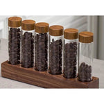 Frascos de Grãos de Café e Temperos com Estante de Nogueira - Haustter - Haustter