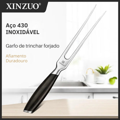 Garfo de Churrasco para Espetar Assado XINZUO, Garfo Trinchante de Aço Inoxidável para Espetar Carne, Utensílios de Cozinha para Jantar e Churrasco - Haustter