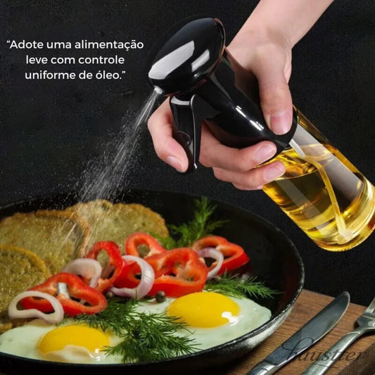 Garrafa de Óleo de Cozinha em Spray Pneumático de 200ml para Salada Fitness, Churrasco e Cozinhar, Dispensador de Óleo em Spray, Cor Preta - Haustter