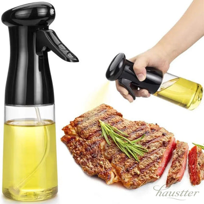 Garrafa de Óleo de Cozinha em Spray Pneumático de 200ml para Salada Fitness, Churrasco e Cozinhar, Dispensador de Óleo em Spray, Cor Preta - Haustter