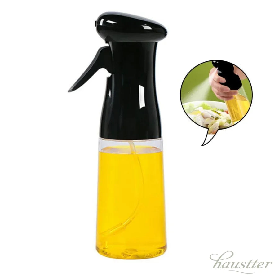 Garrafa de Óleo de Cozinha em Spray Pneumático de 200ml para Salada Fitness, Churrasco e Cozinhar, Dispensador de Óleo em Spray, Cor Preta - Haustter