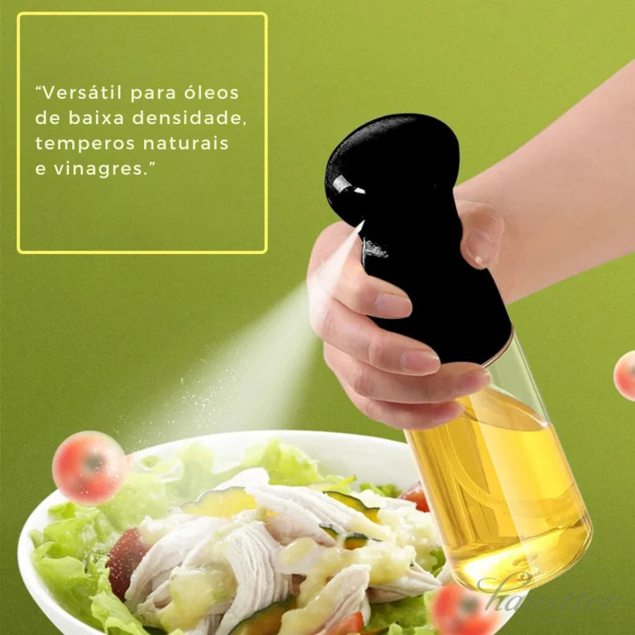 Garrafa de Óleo de Cozinha em Spray Pneumático de 200ml para Salada Fitness, Churrasco e Cozinhar, Dispensador de Óleo em Spray, Cor Preta - Haustter