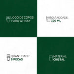 Jogo de Copos para Whisky Larus 6 Peças 320ml - Cristal e Sofisticação | Haustter - Haustter