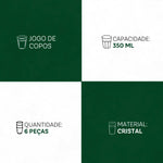 Jogo de Copos Larus 6 Peças 350ml - Cristal Puro e Sofisticação | Haustter - Haustter