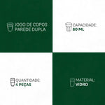 Jogo de Copos de Café Parede Dupla 4 Peças 80ml - Conforto e Elegância | Haustter - Haustter