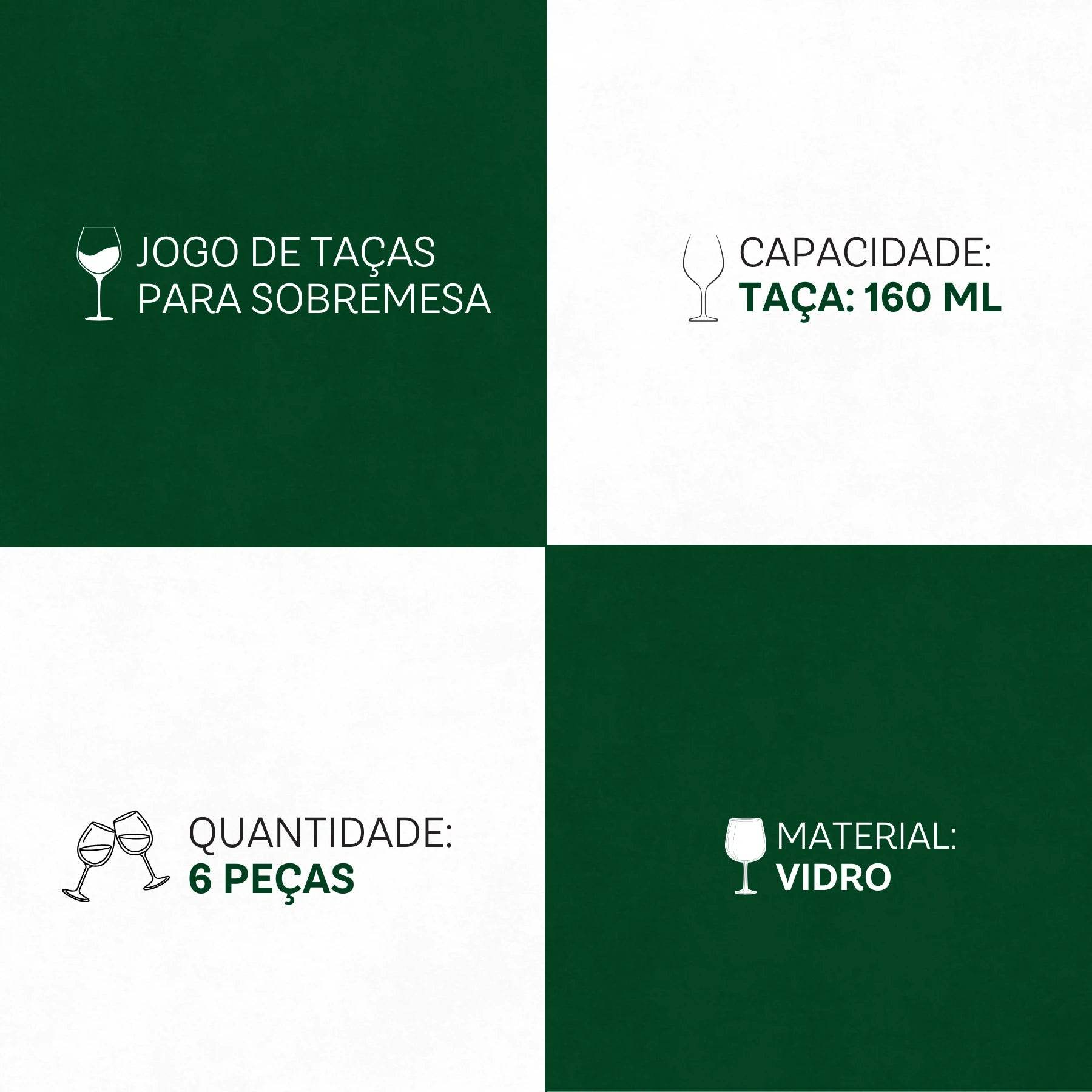 Jogo de Taças Gelato 6 Peças 160ml - Elegância em Vidro Transparente | Haustter - Haustter