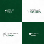 Jogo de Taças Flor de Mandacaru 6 Peças 400ml - Arte e Impacto Social Martha Medeiros | Haustter - Haustter