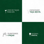 Jogo de Taças Gin Sense 4 Peças 820ml - Cristal Ecológico e Design Premium | Haustter - Haustter