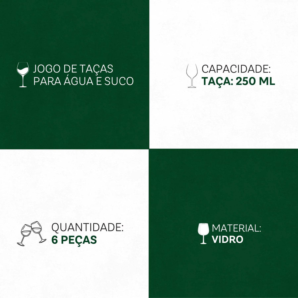 Jogo de Taças Paulista 6 Peças 250ml - Elegância Translúcida | Haustter - Haustter