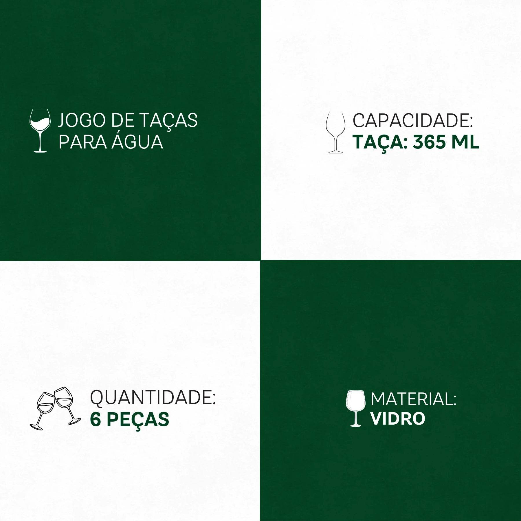 Jogo de Taças Lírio 6 Peças 365ml - Design Delicado e Brilho Intenso | Haustter - Haustter