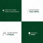 Jogo de Taças Lírio Vidro 6 Peças 180ml - Brinde com Elegância | Haustter - Haustter