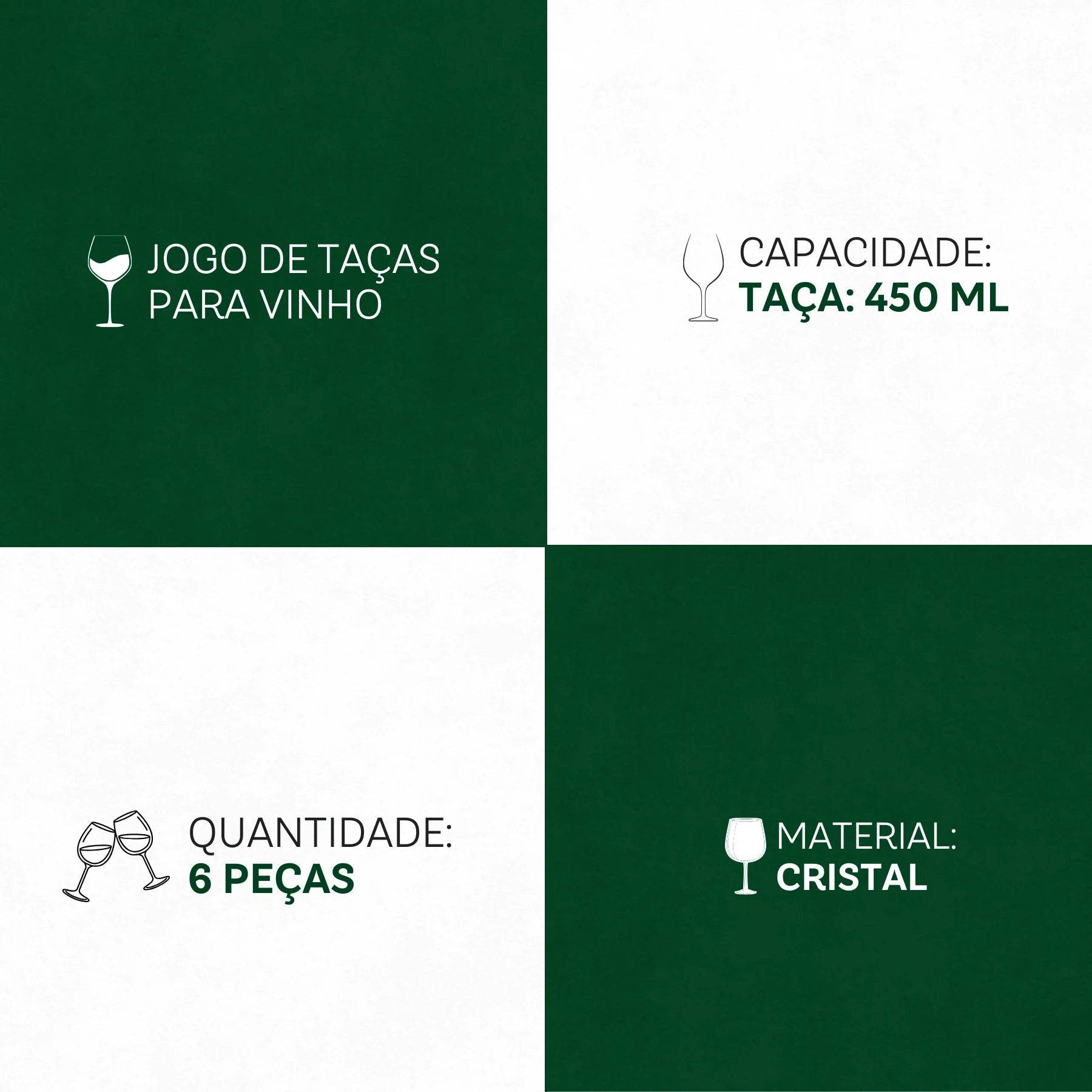 Taças Gastro Cristal Eco 6 Peças - Elegância que Respira | Haustter - Haustter