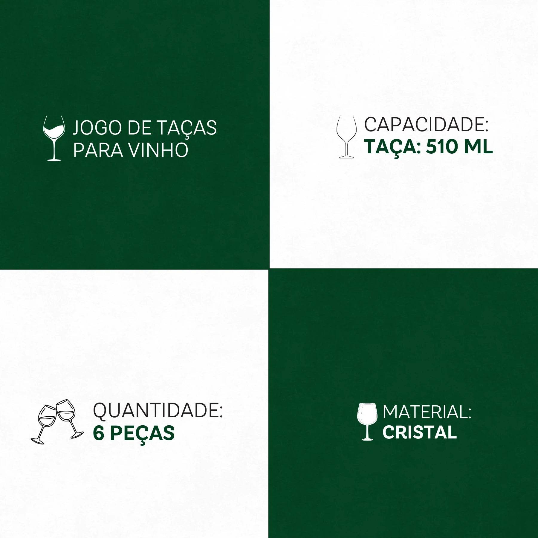 Taças Bárbara Cristal Eco 6 Peças - Elegância Líquida | Haustter - Haustter