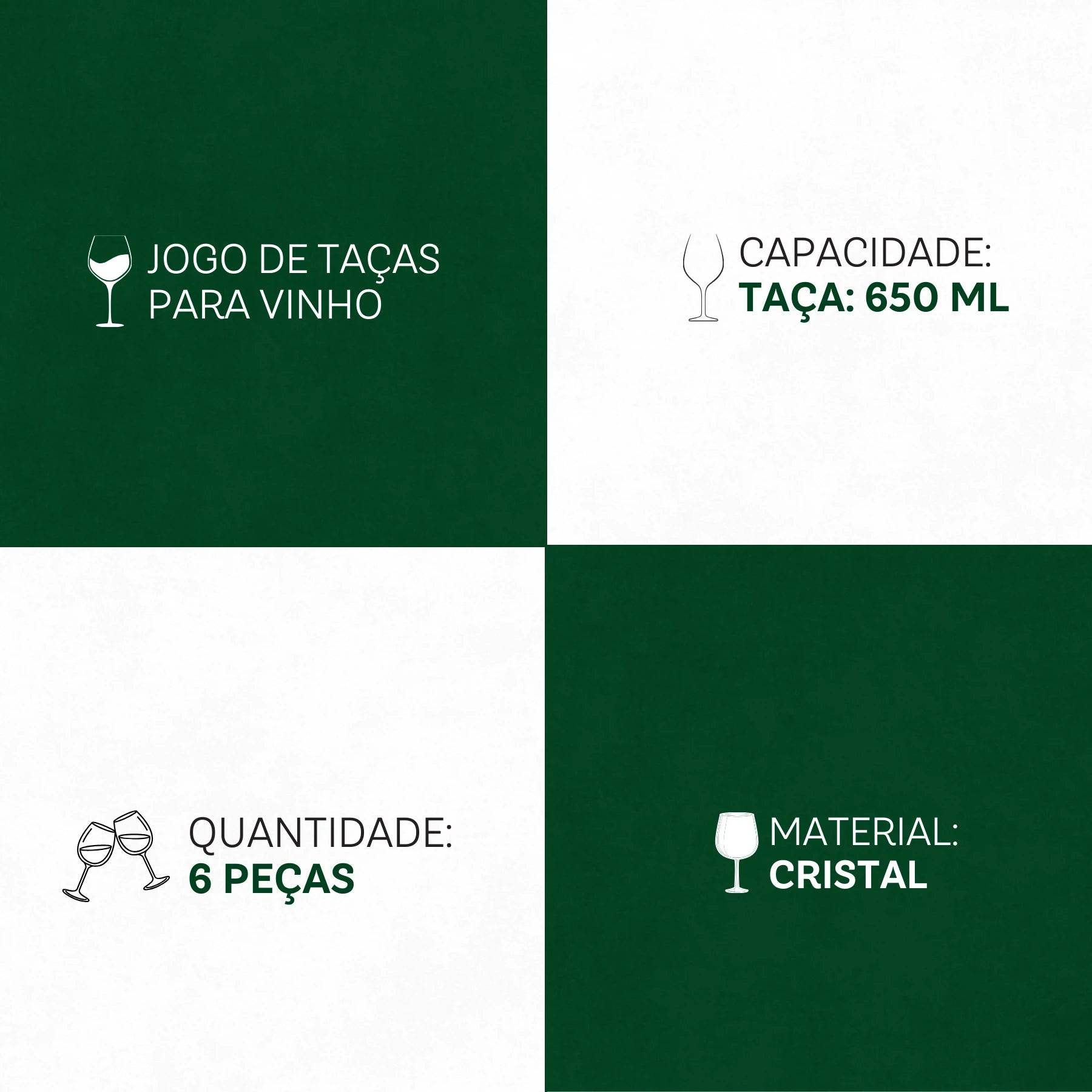 Taças Gastro Cristal Eco 650ml 6 Peças - Sofisticação em Cada Gole | Haustter - Haustter