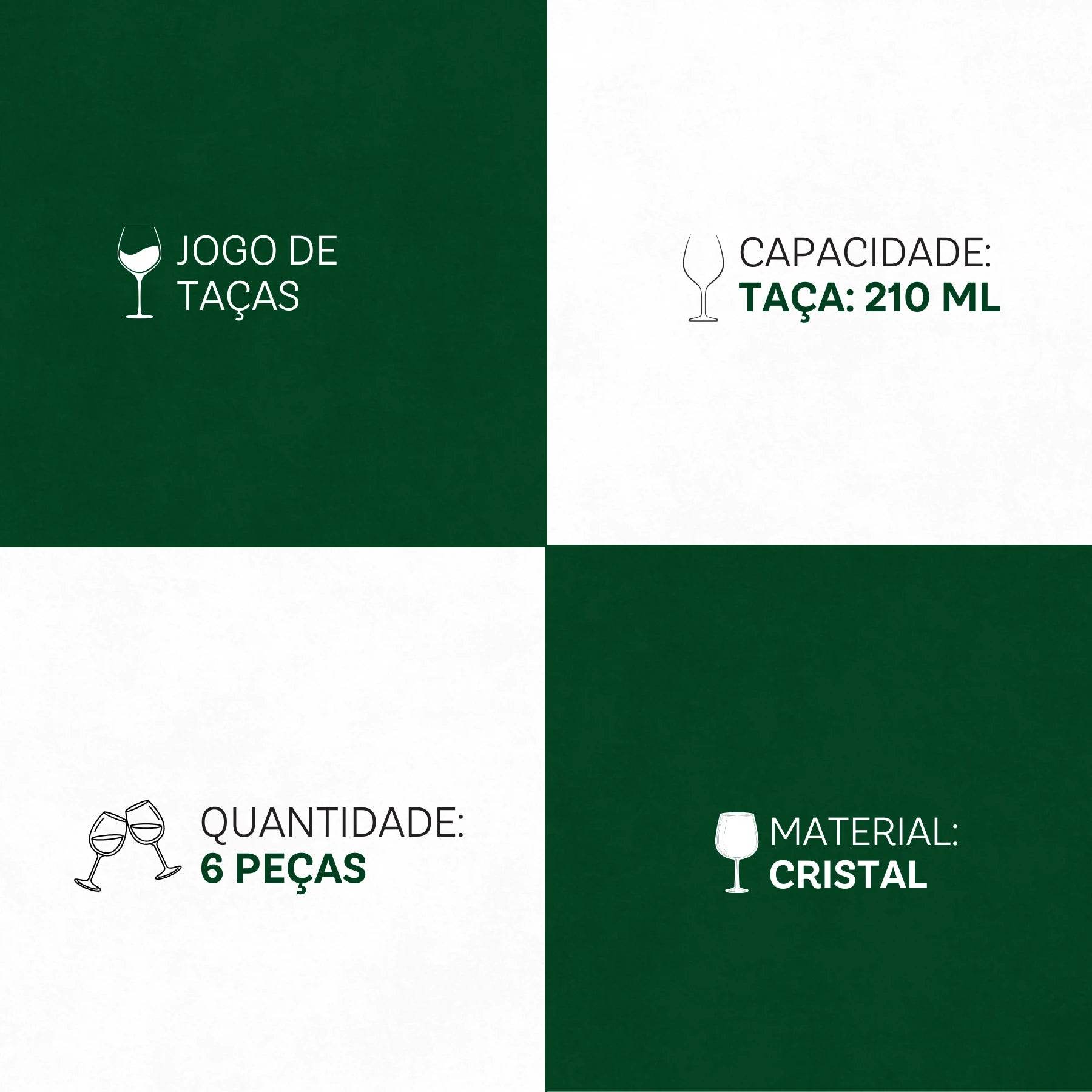 Taças Pleasure Cristal Eco 210ml 6 Peças - Elegância em Cada Bolha | Haustter - Haustter