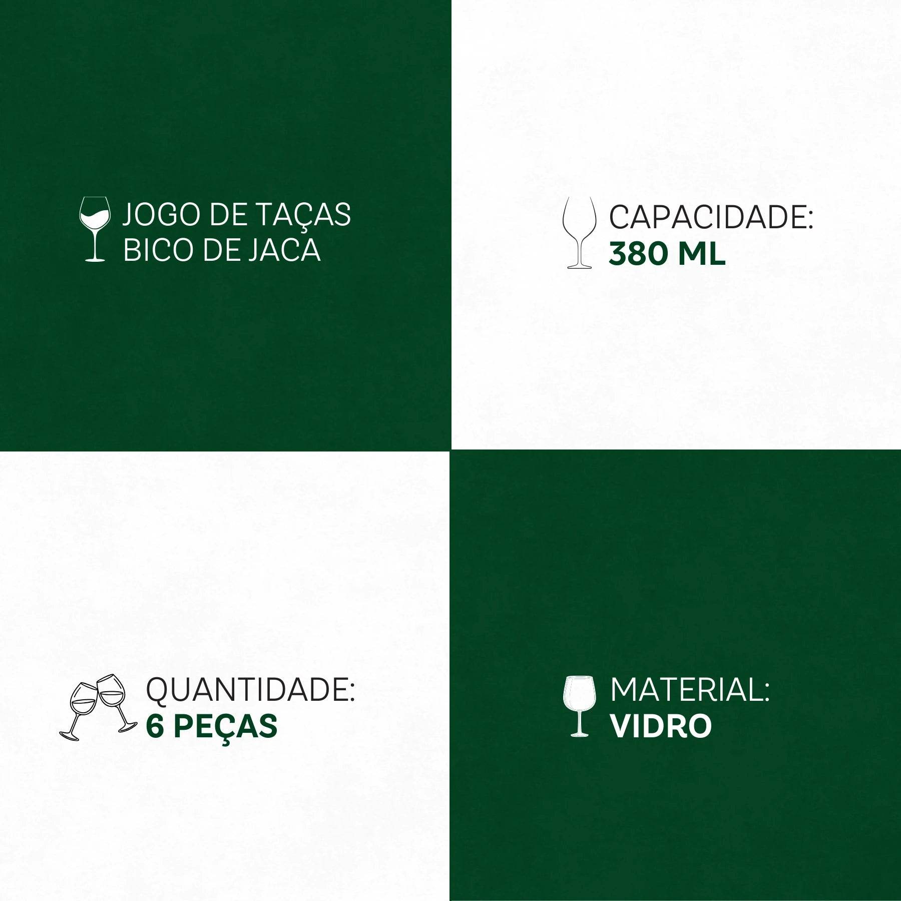 Jogo de Taças Bico de Jaca 6 Peças 380ml - Textura Exclusiva e Elegância | Haustter - Haustter