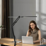 Lâmpada de Mesa LED Dupla Cabeça para Home Office, Lâmpada de Arquiteto com Braço Articulado e Grampo, 3 Iluminações - Haustter - Haustter