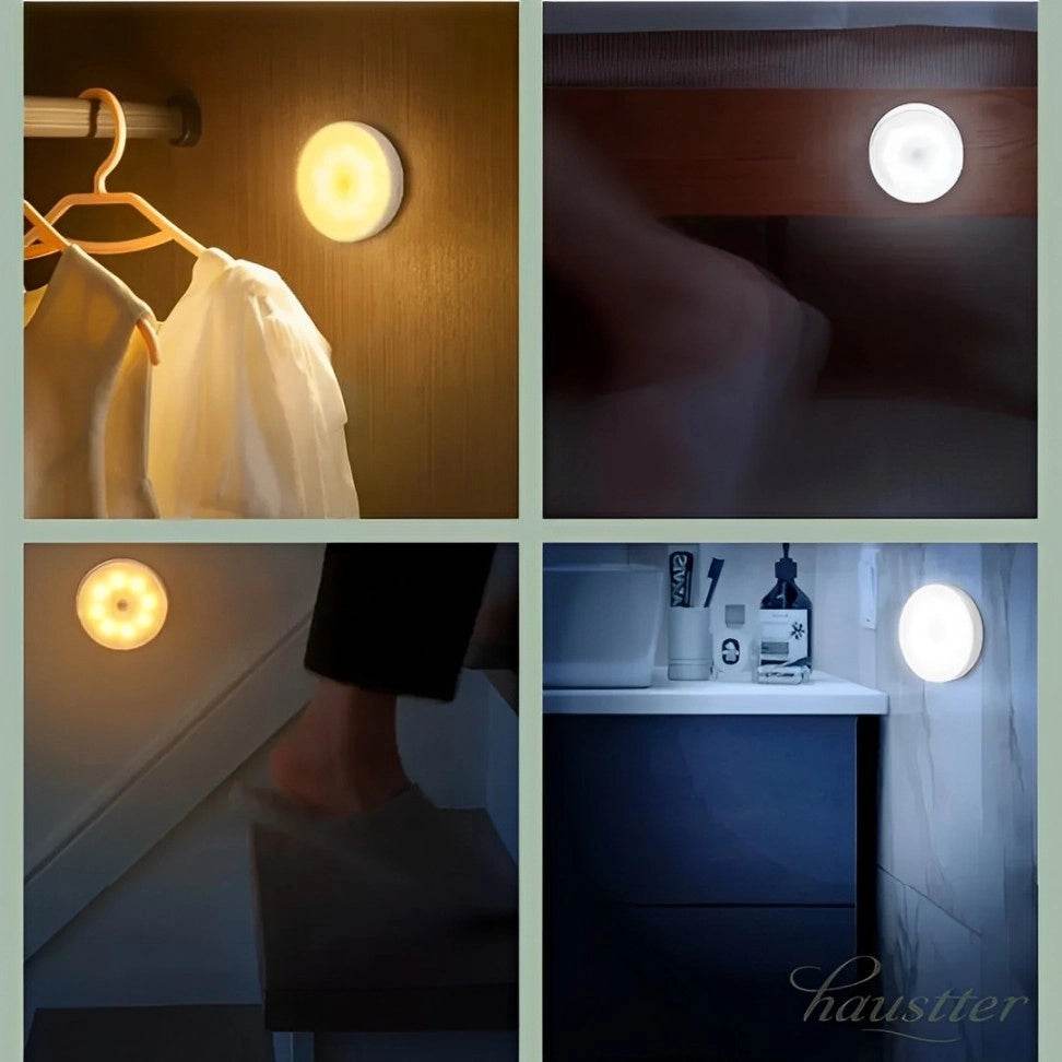 Luz LED Recarregável com Sensor de Movimento para Iluminação Noturna e Prevenção de Acidentes em Casa - Haustter - Haustter