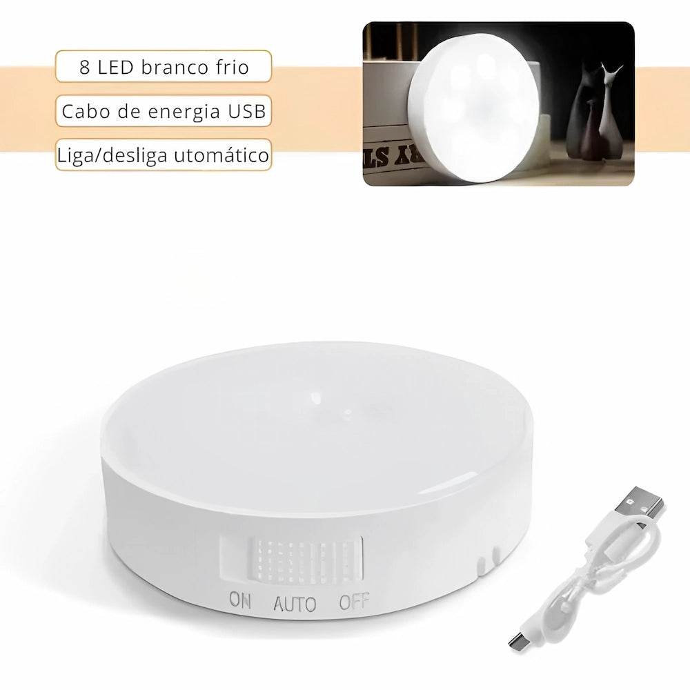 Luz LED Recarregável com Sensor de Movimento para Iluminação Noturna e Prevenção de Acidentes em Casa - Haustter - Haustter