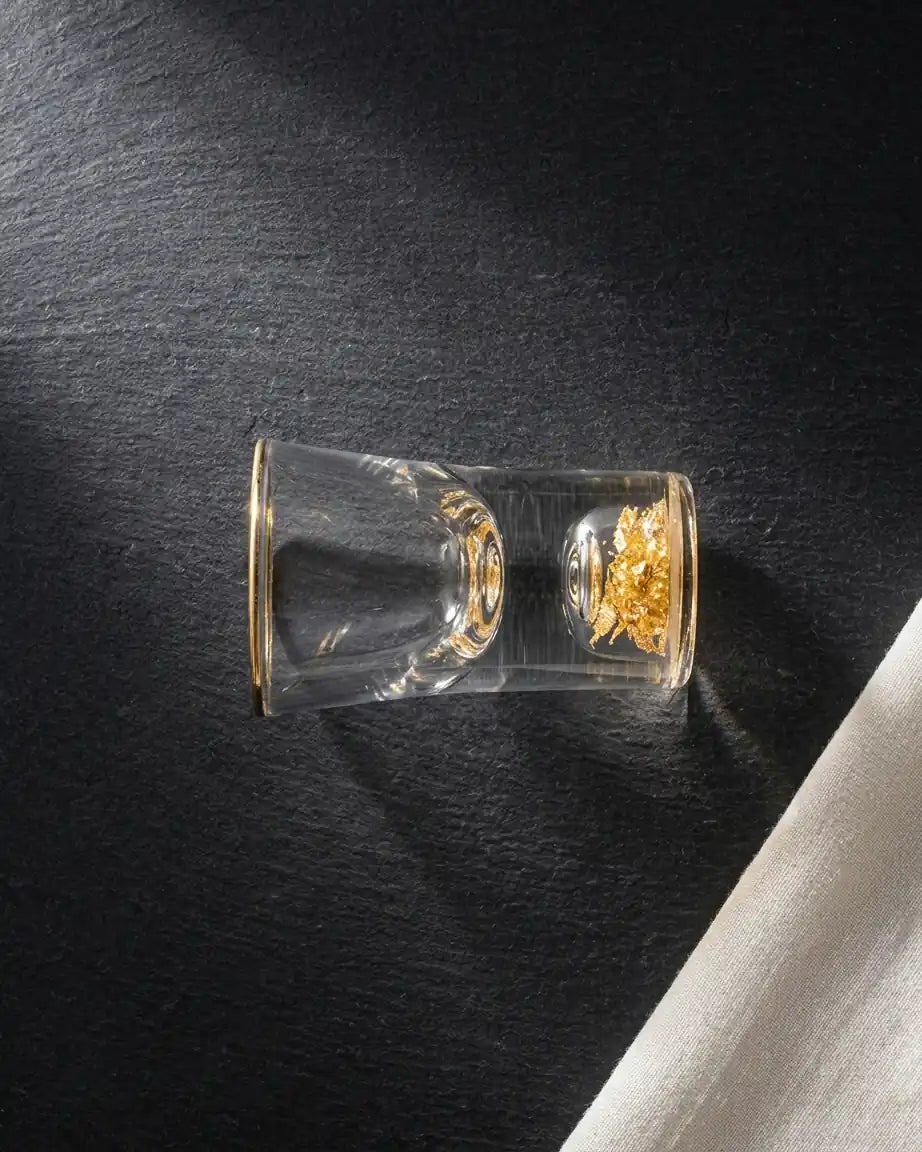 Copo para Destilados com Fragmentos e Borda Dourada