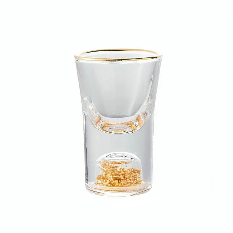 Mini Copos de Shot de Saque e Licor com Borda Dourada e Folhas Reluzentes - Haustter - Haustter
