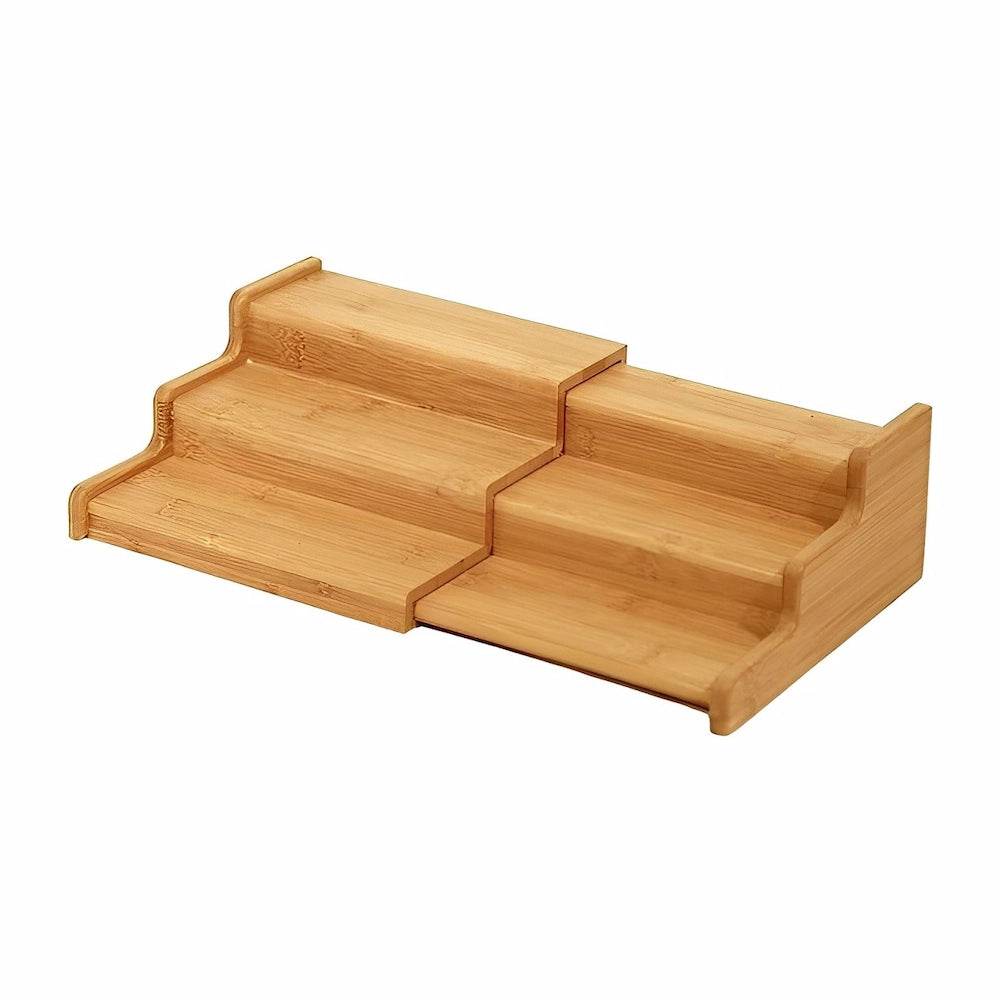 Organizador Expansível de Bambu com 3 Níveis para Armário e Bancada de Cozinha Doméstica, Estante Universal de Especiarias - Haustter - Haustter