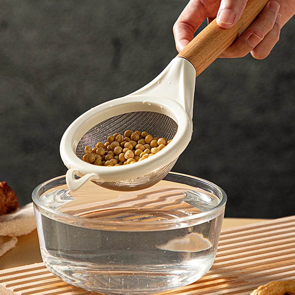 Peneira de Aço Inoxidável com Cabo de Madeira - Haustter - Haustter