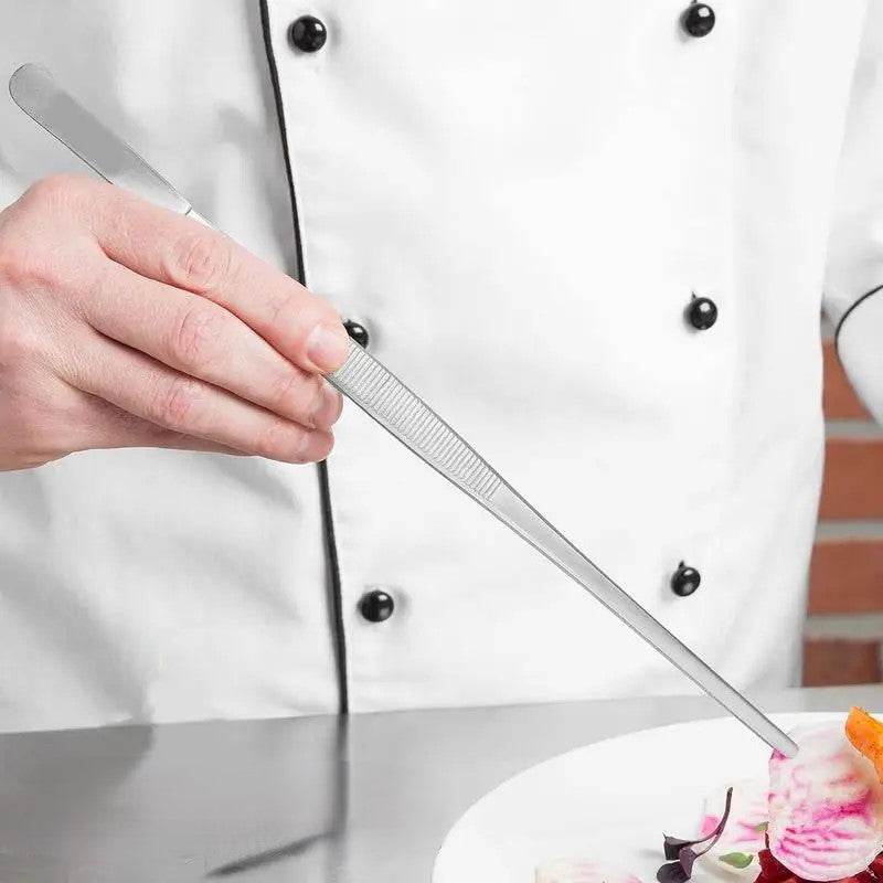 Pinça Fina de Aço Inox Extra Longa para Cozinha e Churrasco - Haustter - Haustter