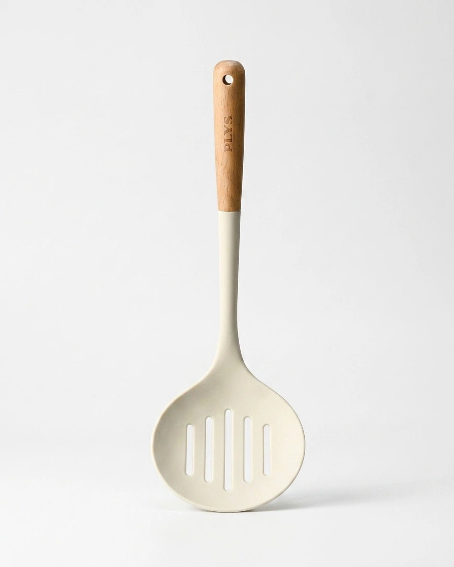 Conjunto de Utensílios de Silicone com Cabo de Madeira