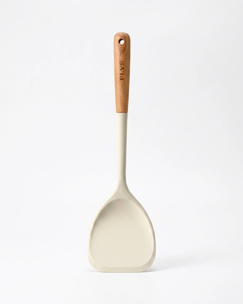 Conjunto de Utensílios de Silicone com Cabo de Madeira