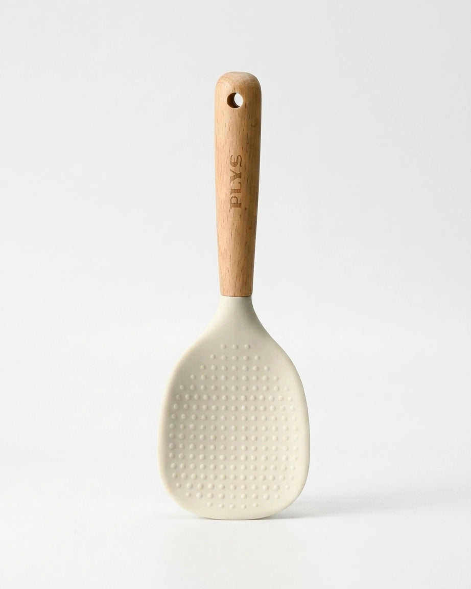 Conjunto de Utensílios de Silicone com Cabo de Madeira