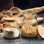 Pote de Armazenamento de Vidro com Tampa de Bambu - Haustter - Haustter