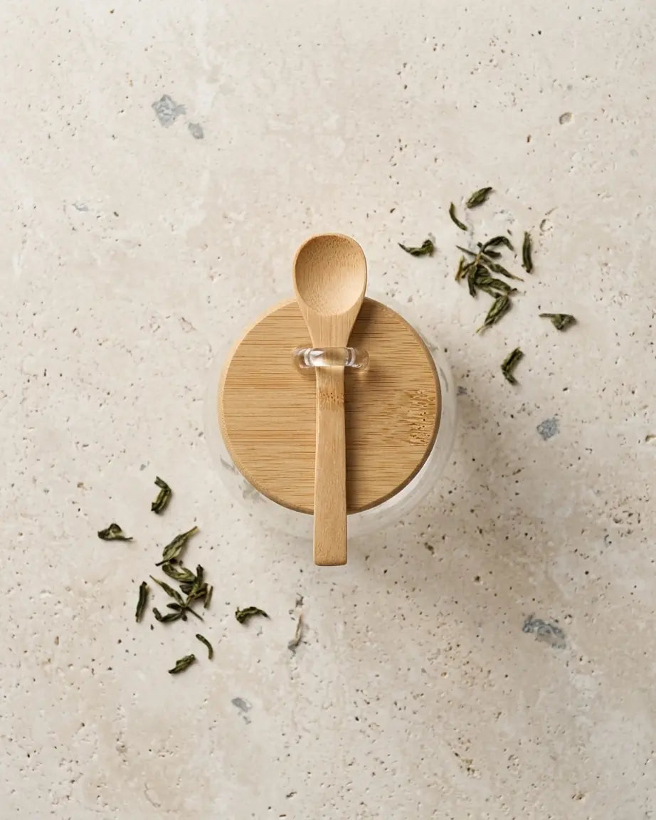 Potes de Vidro Selados + Colher de Bambu para Alimentos Nobres