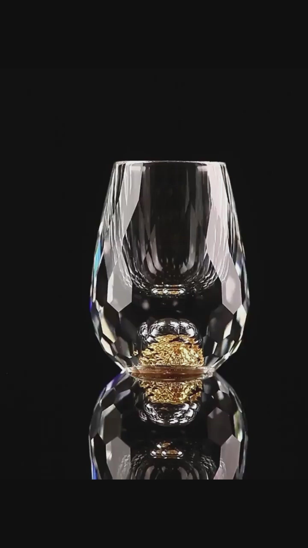 Copo Diamante Luxo com Fundo Duplo e Lascas Douradas para Baijiu, Licor, Cachaça, Tequila e Shots | Haustter