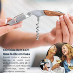 Saca-Rolhas Sommelier com Cabo de Madeira e Dobradiça Dupla em Aço Inoxidável | Haustter