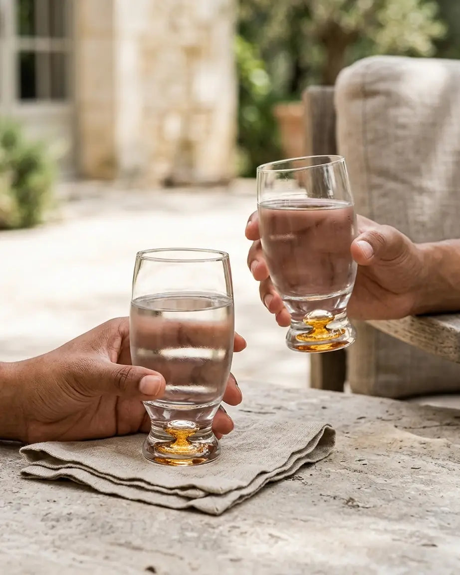 Taças de Cristal com Detalhes Dourados