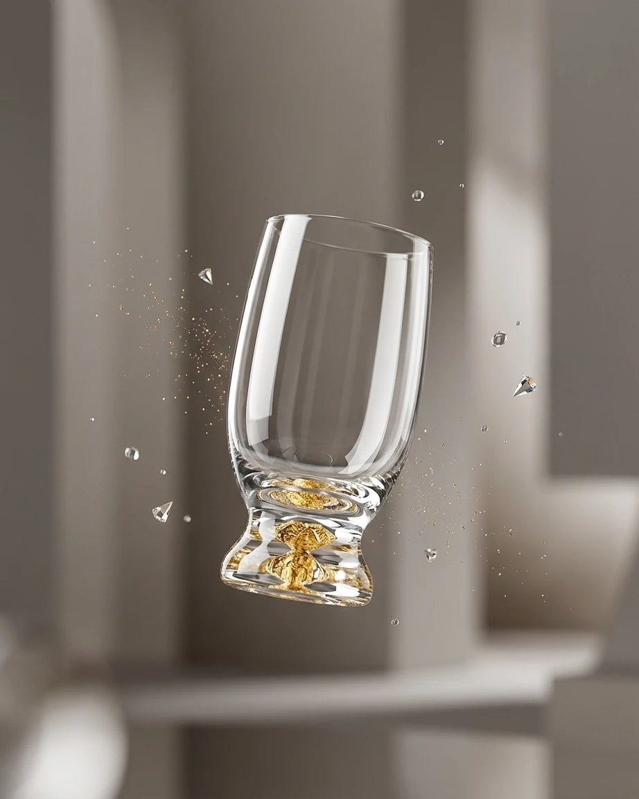 Taças de Cristal com Detalhes Dourados