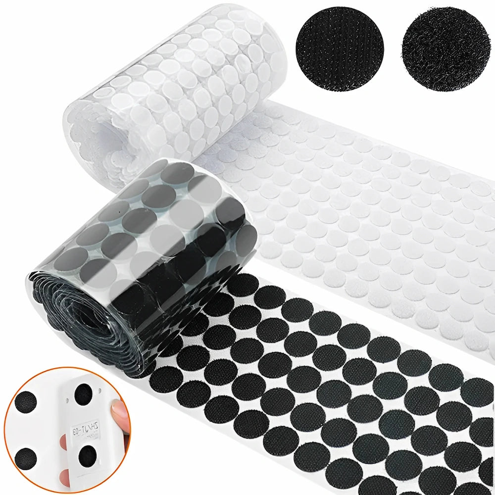 100 Pares Velcro Autoadesivo Par Macho e Fêmea, Discos de 10/15/20/25mm com Cola Forte - Haustter