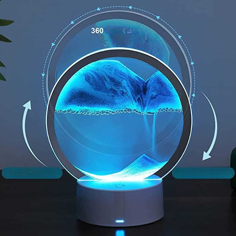 Luminária de mesa Sandcolor Luminária de Areia RGB com 360 degree flip - com efeito de iluminação de 7 cores, carregamento USB, combinação de pintura de luz e areia, presente ideal. Inclui controle remoto e cabo USB. Desfrute da iluminação criativa com efeito de flip de 360 graus.